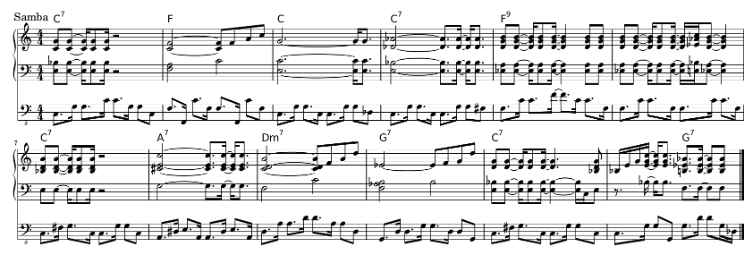 Example samba accompaniment